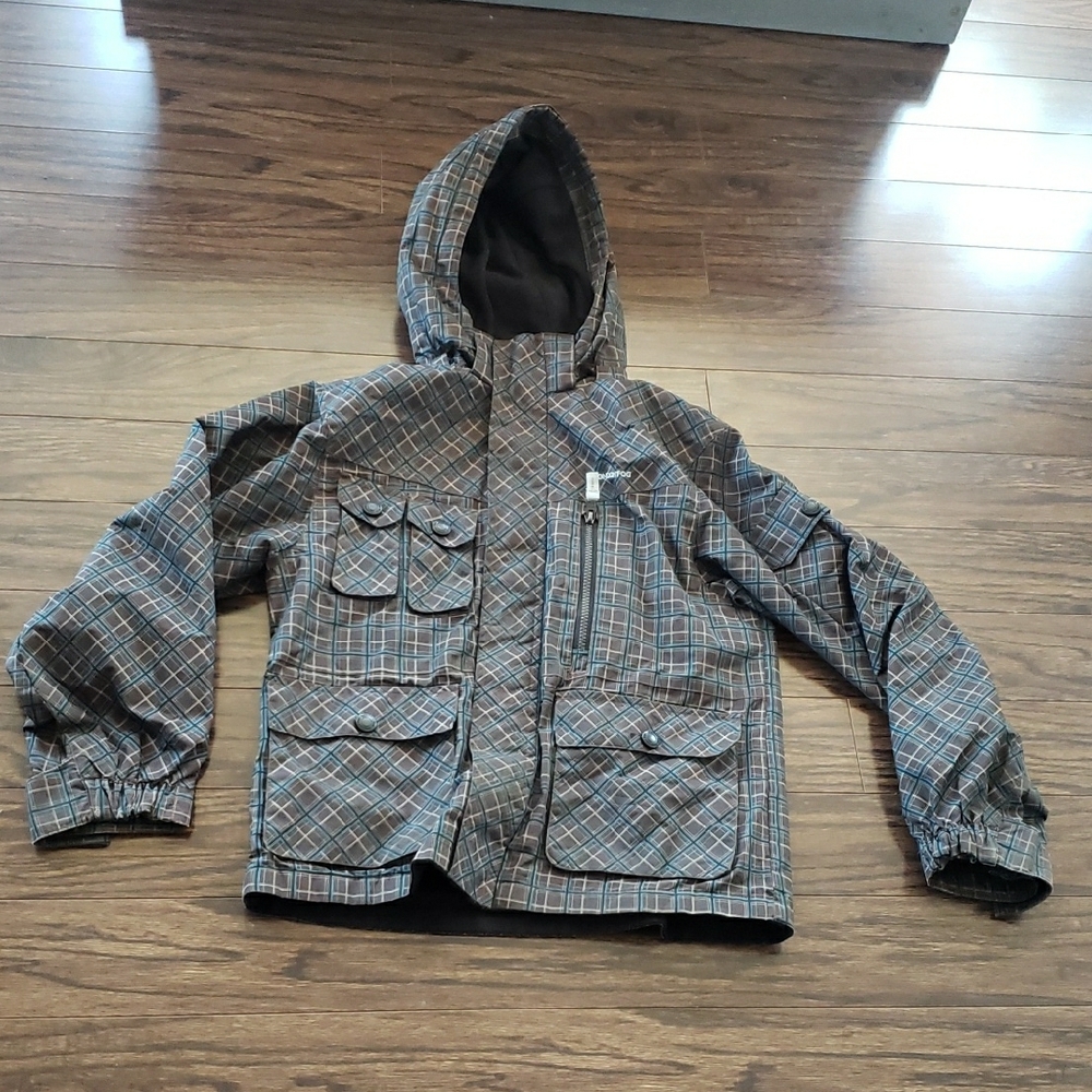 💕London Fog Boy Kids Plaid Hooded Spring Pockets Jacket Raincoat Kid Size 10-12